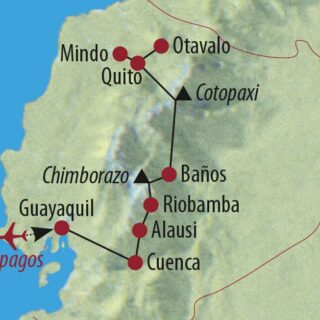 Karte Reise Ecuador • Galapagos Höhepunkte Ecuadors und Inselhüpfen auf Galapagos 2022