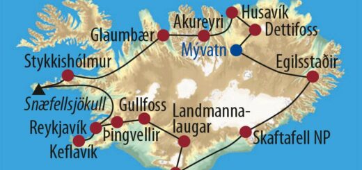 Karte Reise Island Rund um die Insel aus Feuer und Eis 2022