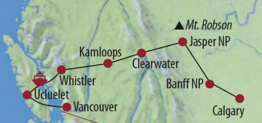 Karte Reise Kanada | Alberta • British Columbia Von Lodge zu Lodge durch Westkanada 2022