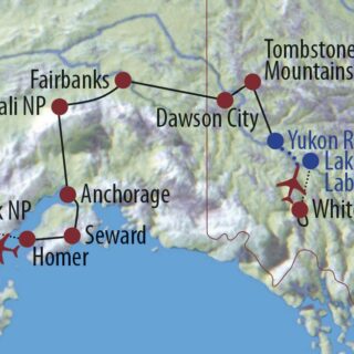 Karte Reise Kanada • USA | Yukon • Alaska Goldrausch, Gletscher und Grizzly-Bären 2022