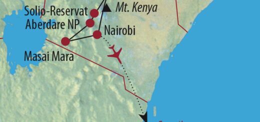 Karte Reise Kenia • Tansania Lodgesafari und Sansibar 2022