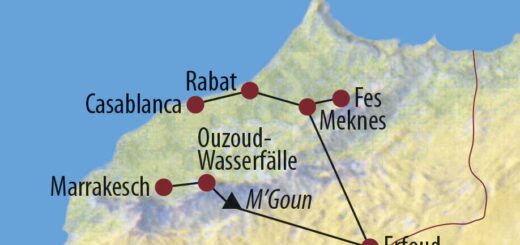 Karte Reise Marokko M'Goun-Trekking, Minztee und Medinas 2022