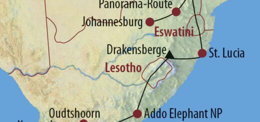 Karte Reise Südafrika • Lesotho • Eswatini Eine Welt in einem Land 2022