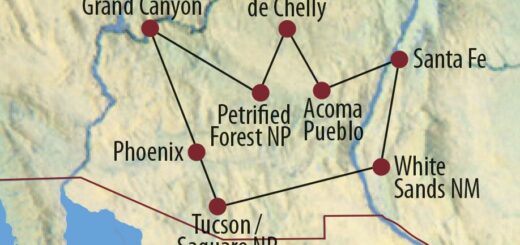Karte Reise USA | Südwesten Durch das Land der Indianer und Kakteen 2022