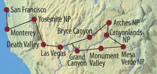 Karte Reise USA | Südwesten Land der Canyons plus Kalifornien 2022