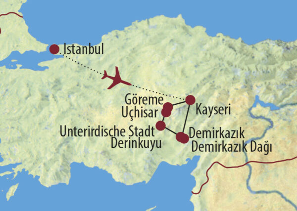 Türkei Mit der Familie von Kappadokien in den Aladaglar-Nationalpark Kappadokien Karte
