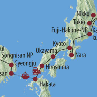 Karte Reise Südkorea • Japan Historische Kaiserreiche im fernen Osten 2022