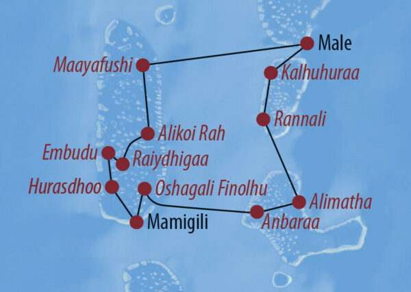 Malediven Inselhüpfen auf den Malediven Meersschildkröte und Putzerfische Karte