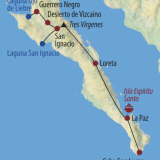 Karte Reise Mexiko Walbeobachtung auf der Baja California 2022