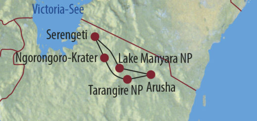 Karte Reise Tansania Wildnis zwischen Kilimanjaro und Serengeti 2022