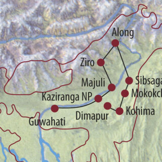 Karte Reise Indien | Assam • Arunachal Pradesh • Nagaland Stammeskulturen Nordostindiens 2022