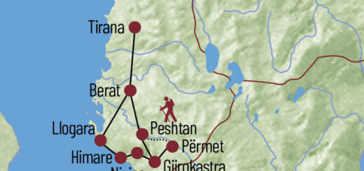 Karte Reise Albanien Canyons, Küstengebirge und Kleinstadtidylle 2022