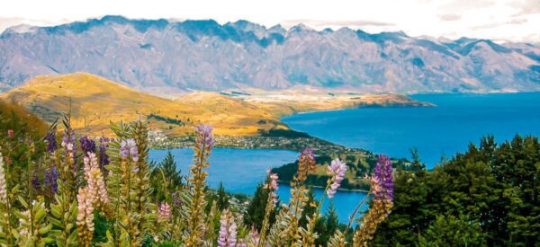 Blick über den Wakatipu-See und Queenstown