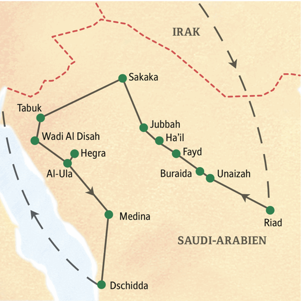 Reiseroute Saudi-Arabien – die Wiege arabischer Kultur  | Tinta Tours Erlebnisreisen 2026