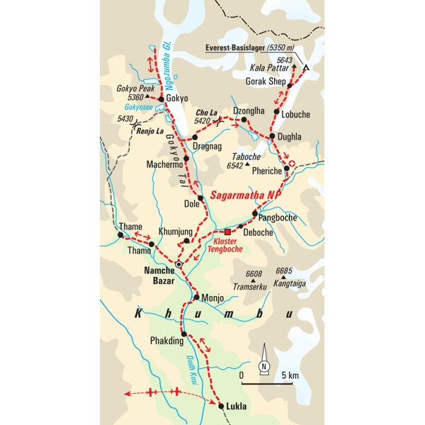 Reiseroute Nepal – Von Gokyo über Cho La zum Kala Pattar  | Tinta Tours Erlebnisreisen 2026