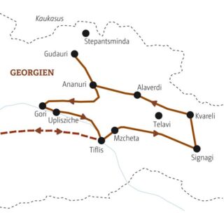 Reiseroute der Marco Polo Rundreise 4830 Georgien | Erlebnisrundreisen.de