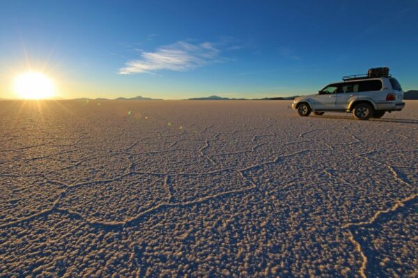 Sonnenuntergang im Salar de Uyuni