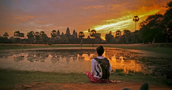 Sonnenaufgang vor dem Haupttempel von Angkor Wat