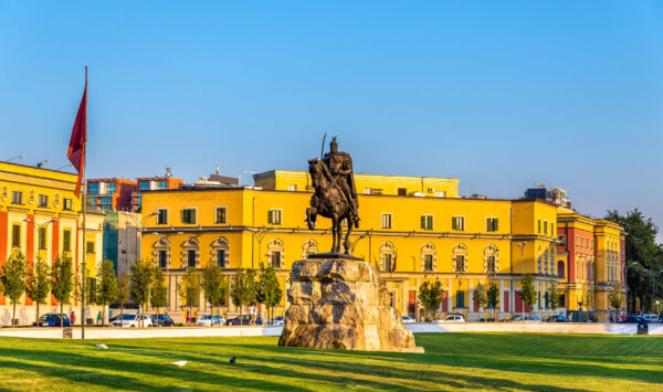 Skanderbeg,Square,With,His,Statue,In,Tirana,-,Albania