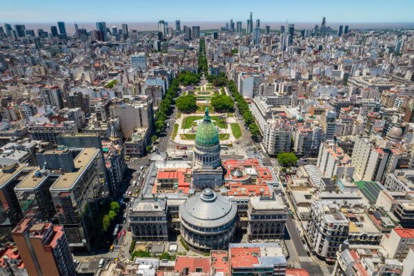 Beautiful,Aerial,View,Of,The,Argentina,Flag,Waving,,The,Palace
