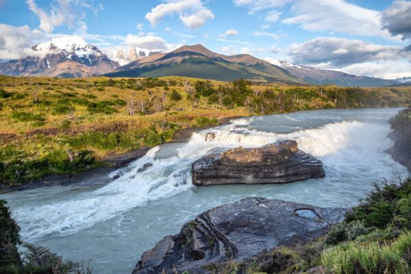 Paine,Cascade,(cascada,Rio,Paine,Waterfall),In,Torres,Del,Paine