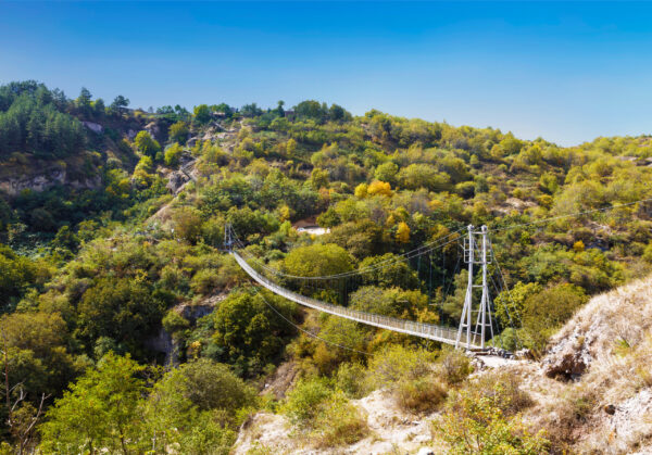Suspension,Bridge,Through,The,Abandoned,Cave,City,Of,Khndzoresk,In