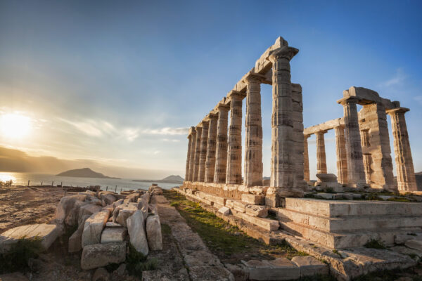 Famous,Greek,Temple,Poseidon,,Cape,Sounion,In,Greece