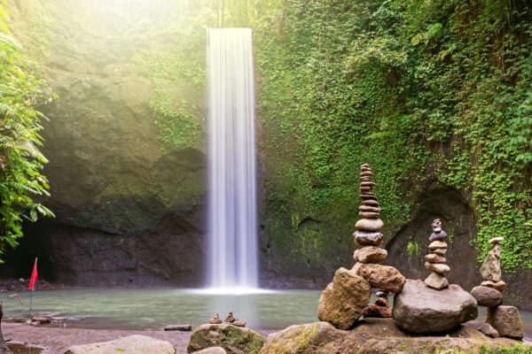Long,Exposure,Tibumana,Waterfall,And,Stack,Of,Rock,,Bangli,,Bali