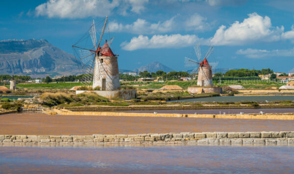 Windmills,At,The,Natural,Reserve,Of,The,"saline,Dello,Stagnone"