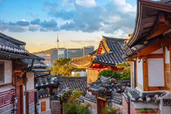 Sunset,At,Bukchon,Hanok,Village,Seoul,South,Korea