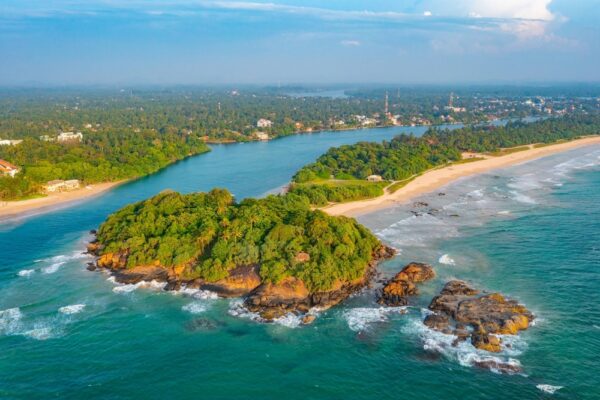 Aerial,View,Of,Bentota,Beach,And,The,Secret,Island,,Sri