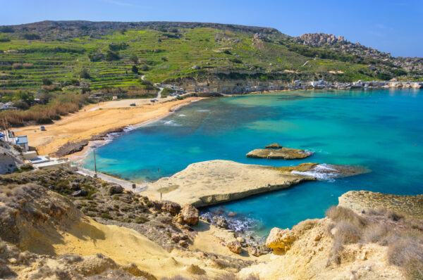 Gnejna,Bay,Near,The,Village,Of,Mgarr,On,The,Western