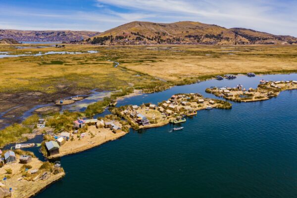 Aerial,View,Of,The,Uros,Straw,Floating,Islands,On,Lake
