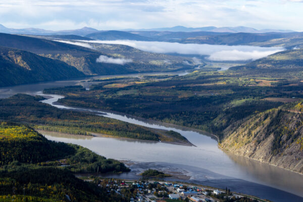 View,Of,Yukon,And,Klondike,River,Over,Dawson,City,,Yukon,