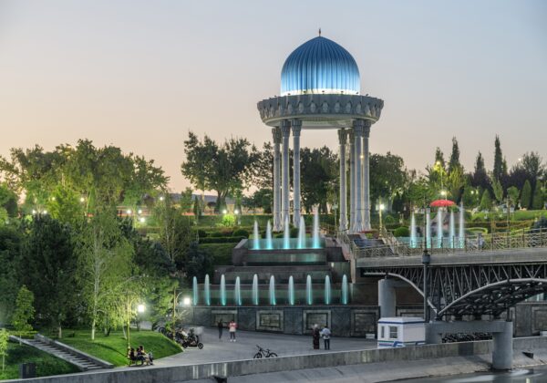 Evening,View,Of,Rotunda,At,The,Memorial,Shakhidlar,Hotirasi,Complex