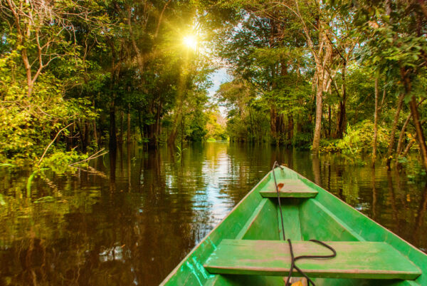 Amazon,River,,Manaus,,Amazonas,,Brazil,,South,America:,Wooden,Boat,Floating