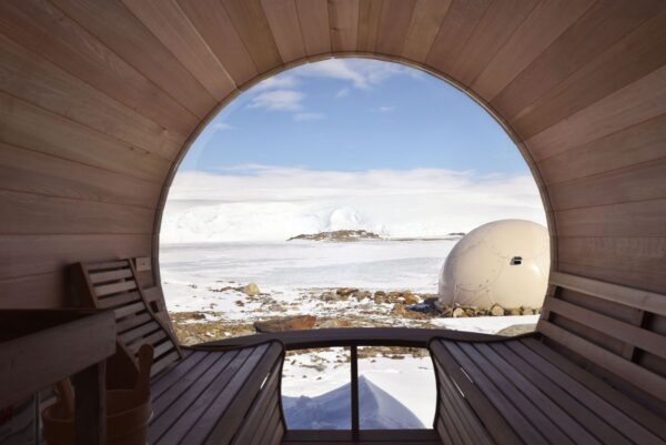 Wellness in der Antarktis – Sauna mit Panoramablick