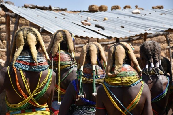 Close-up,Of,Traditional,Cow,Dung,Hairdo,And,Necklaces,Of,Female