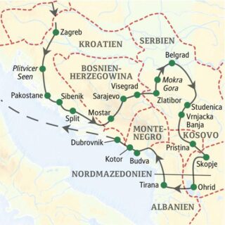 Reiseroute Balkan – zwischen Donau und Adria 2026  | Tinta Tours Erlebnisreisen