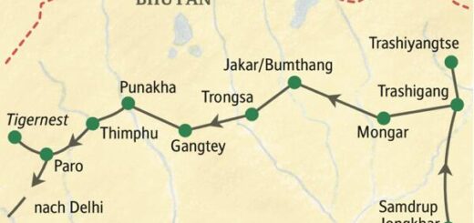 Reiseroute Bhutan – mit dem Osten des Königreichs 2026  | Tinta Tours Erlebnisreisen
