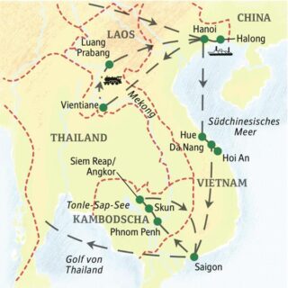 Reiseroute Indochina – mit Flair 2026  | Tinta Tours Erlebnisreisen