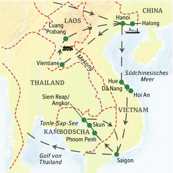 Reiseroute Indochina – mit Flair  | Tinta Tours Erlebnisreisen 2026
