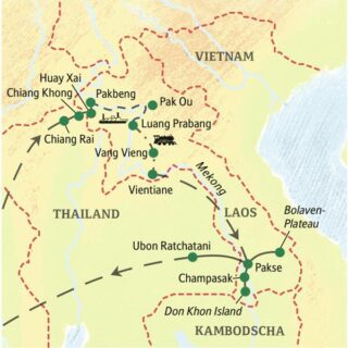 Reiseroute Laos – geheimnisvolles Reich am Mekong 2026  | Tinta Tours Erlebnisreisen