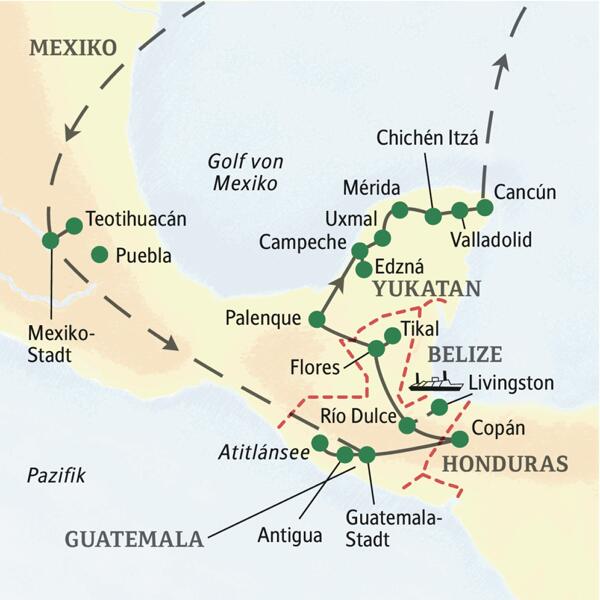 Reiseroute Mexiko – Guatemala – umfassend  | Tinta Tours Erlebnisreisen 2026