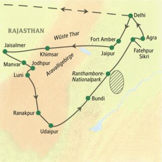 Reiseroute Rajasthan – zum Kennenlernen 2026  | Tinta Tours Erlebnisreisen