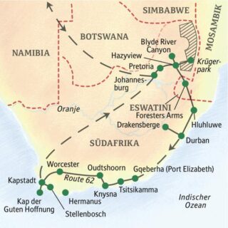 Reiseroute Südafrika – Kap