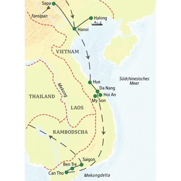 Reiseroute Vietnam – umfassend  | Tinta Tours Erlebnisreisen 2026