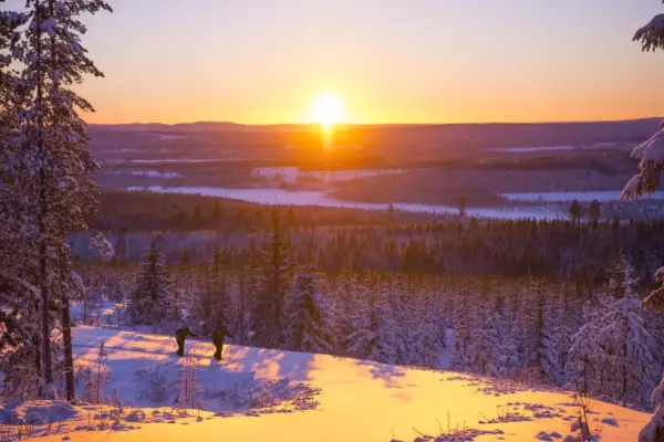 Langlaufen im Sonnenuntergang - Granö Beckasin - Erlebnisrundreisen.de