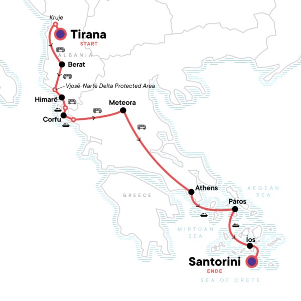 Adventure-Trip-Tirana-to-Santorini-The-Albanian-Riviera-Iconic-Greek-Islands-1
