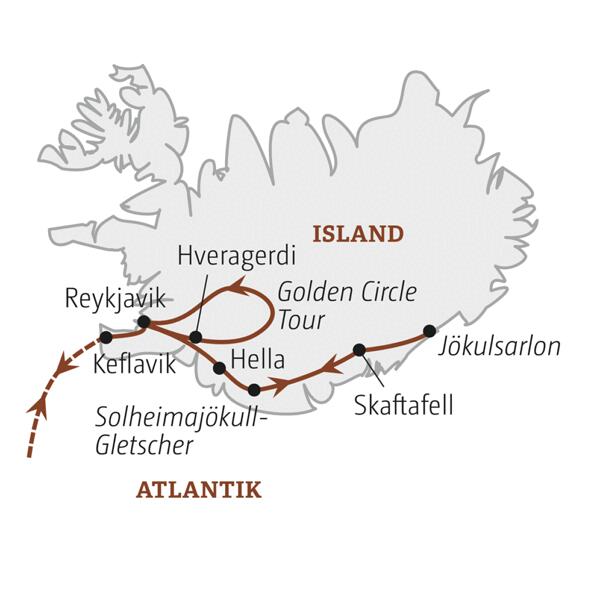 Reisekarte Island Gruppenreise junge Erwachsene 2026